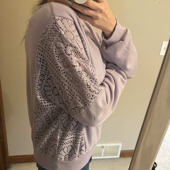 Lavender Knit Sweater with Lace Details - Picture 2 of 7